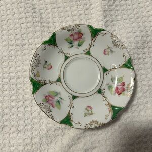 Elegant Floral Green and White Saucer